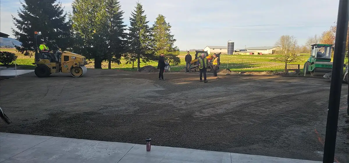 Graded and compacted driveway base