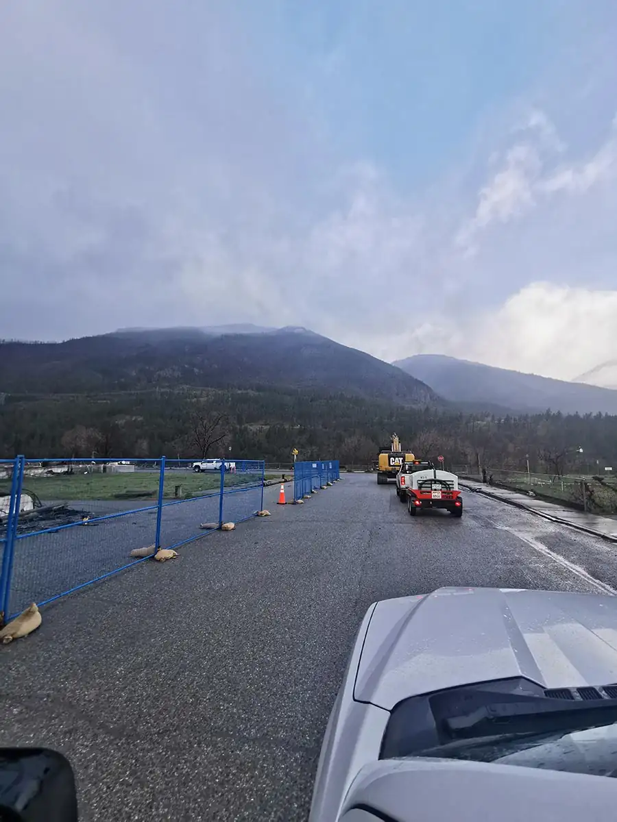 Work convoy on the highway into Lytton
