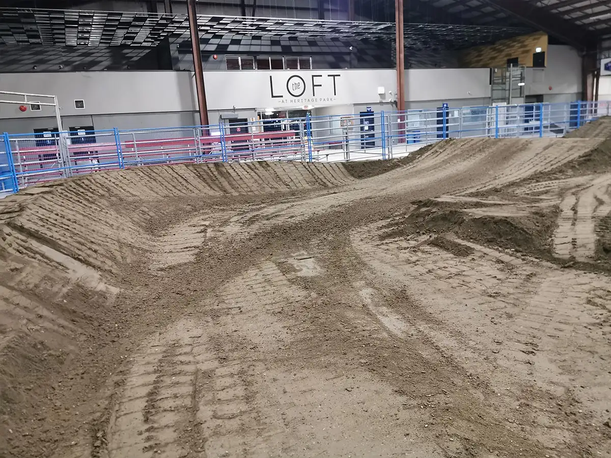 Motocross track built inside an arena