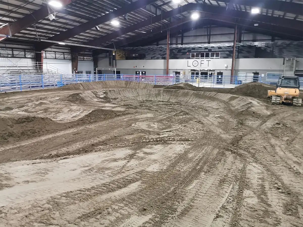 Jumps and berms on the indoor track