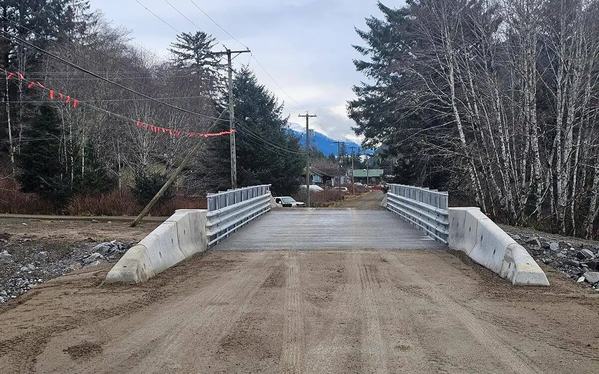 The finished bridge at Rivers Inlet