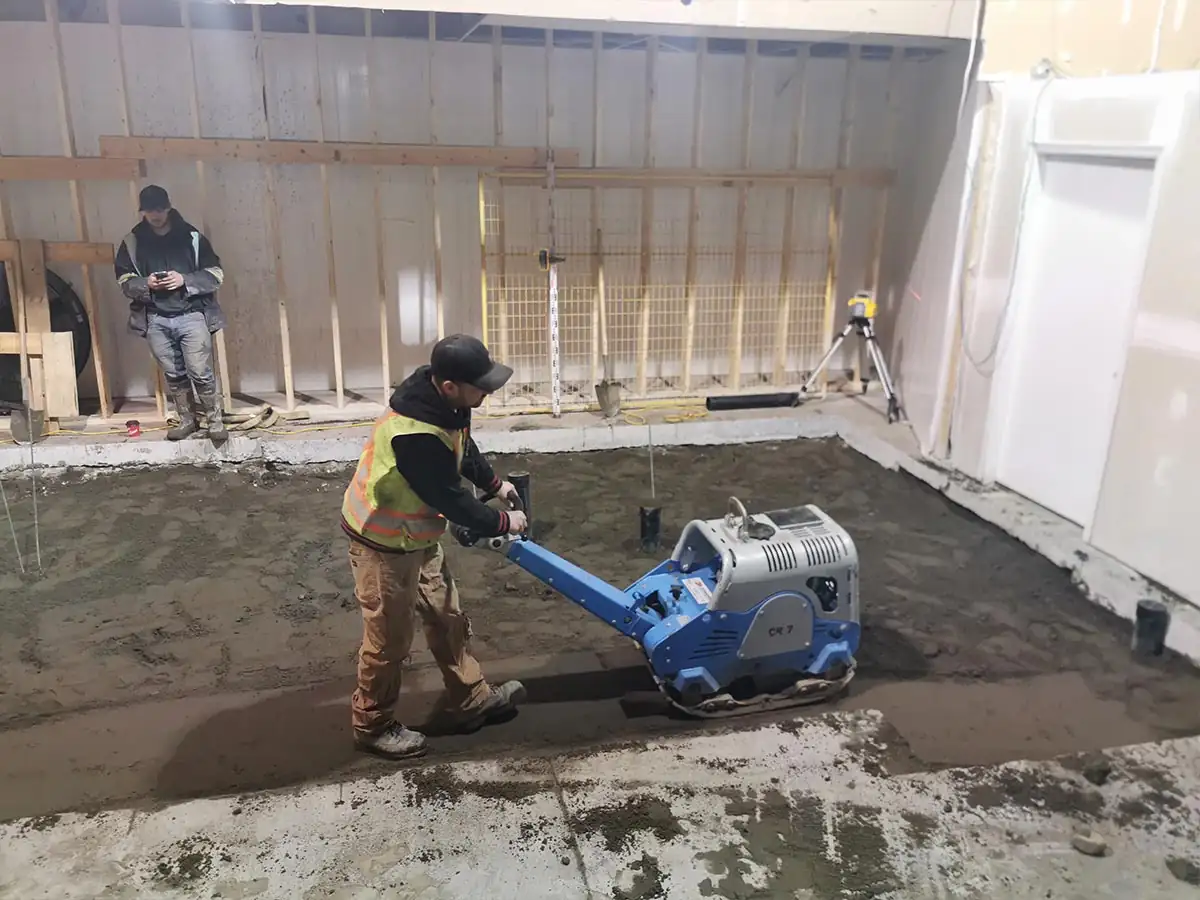 Compacting backfill before the new slab